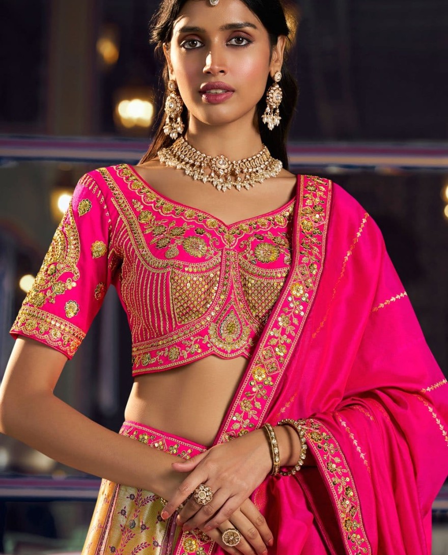 10384 - Multi Colour Designer Lehenga Choli in Banarasi with Embroidered